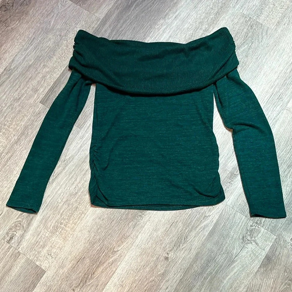 No Boundaries Sweaters - No boundaries off the shoulder sweater - green blue